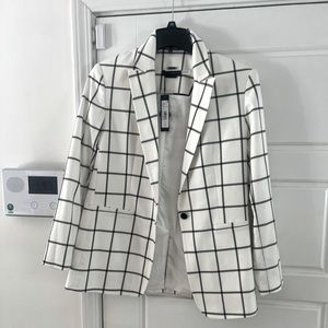 Alice and Olivia, black and white window pane blazer oversized